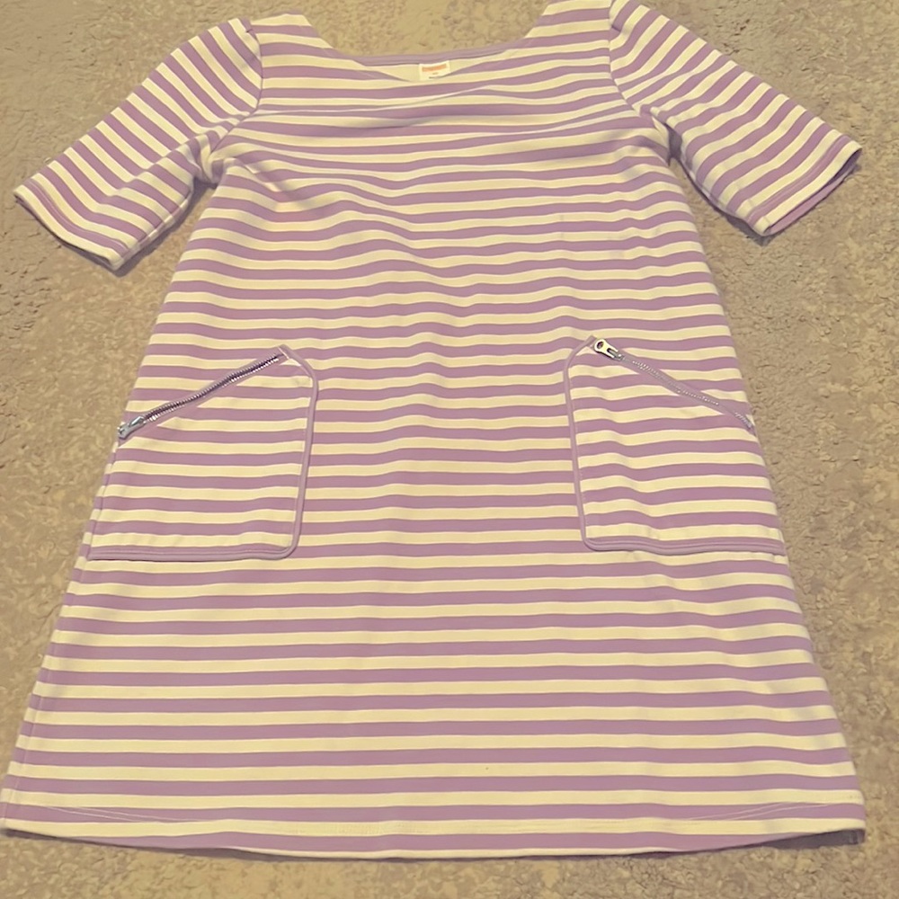 Gymboree Lavender and White striped dress 10 Easter